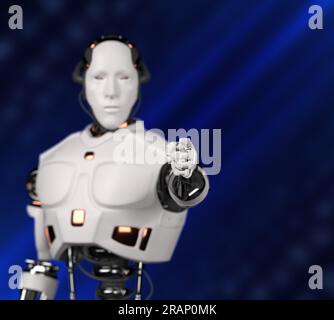 Robotik und KI für die Zukunft. 3D-Rendering. Stockfoto
