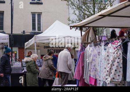 Markttag in Ormskirk Lancashire Stockfoto