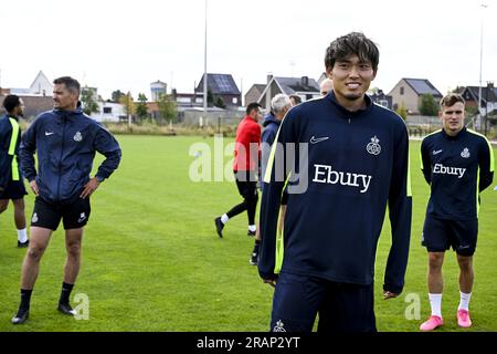 Lier, Belgien. 05. Juli 2023. Koki Machida von Union wurde während eines Trainings der belgischen Fußballmannschaft Royale Union Saint-Gilloise in der ersten Division vor der Saison 2023-2024 am Mittwoch, den 05. Juli 2023 in Lier gezeigt. BELGA FOTO TOM GOYVAERTS Kredit: Belga News Agency/Alamy Live News Stockfoto