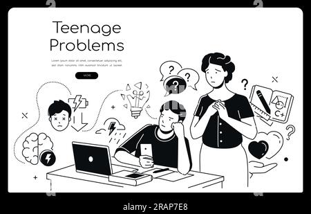 Teenager Probleme - Banner im modernen Liniendesign Stock Vektor