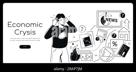 Wirtschaftskrise - Banner im modernen Liniendesign Stock Vektor