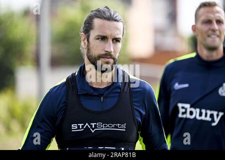 Lier, Belgien. 05. Juli 2023. Christian Burgess von Union wurde während eines Trainings der belgischen Fußballmannschaft Royale Union Saint-Gilloise in der ersten Division vor der Saison 2023-2024 am Mittwoch, den 05. Juli 2023 in Lier gezeigt. BELGA FOTO TOM GOYVAERTS Kredit: Belga News Agency/Alamy Live News Stockfoto