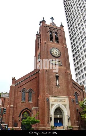 Fassade der Old St. Mary's Cathedral Roman Catholic Church California Street San Francisco Kalifornien USA Stockfoto