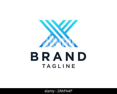 Blaues geometrisches X-Logo. Designvorlage Für Flat Vector-Logos Stock Vektor