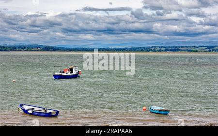 Montrose Schottland kleine Fischerboote und Blick auf das Montrose Basin bei Ebbe im Frühsommer Stockfoto