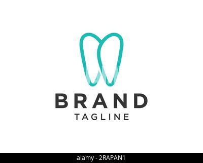 Logo Der Zahnklinik. Blaues Zahnsymbol mit linearer Form, isoliert auf weißem Hintergrund. Geeignet für die Logos für Zahnarzt, Zahnpflege und Medizin. Flacher Vektor - Logo D Stock Vektor