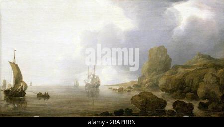 Schiffe an einer Rocky Coast 1640 von Simon de Vlieger Stockfoto