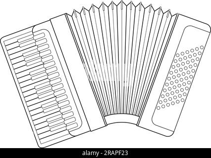 Leicht zu färbender Cartoon-Vektor Darstellung eines Akkordeons isoliert auf weißem Hintergrund Stock Vektor