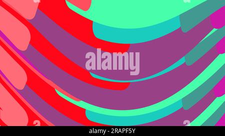 Einfacher Hintergrund aus minimalistischen magischen, mehrfarbigen, gebogenen, abstrakten, hellen Linien von Wellen von Streifen geometrischer Formen verschiedener Figuren Stock Vektor