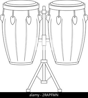 Leicht zu färbende Cartoon-Vektordarstellung von Conga-Trommeln auf weißem Hintergrund isoliert Stock Vektor