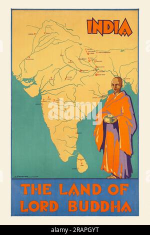 Indien. Das Land Buddhas von Dorothy Newsome (1900-1980). Poster veröffentlicht 1930. Stockfoto