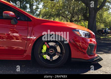 Red subaru wrx sti Sportwagen Stockfoto