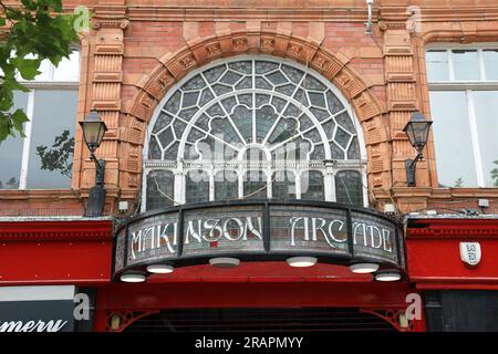 Makinson Arcade aus der viktorianischen Zeit im Stadtzentrum von Wigan Stockfoto