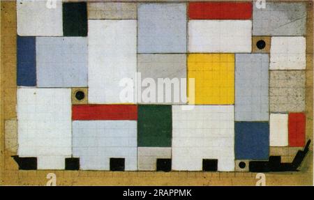 Farbdesign an der Decke der Café Brasserie von Theo van Doesburg Stockfoto