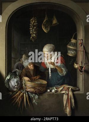 Hering Seller und Boy von Gerrit Dou Stockfoto