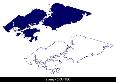 Richmond County (Kanada, Nova Scotia Province, Nordamerika) Karte Vektordarstellung, Scribble Sketch Comté de Richmond oder Siorramachd Richmond Karte Stock Vektor