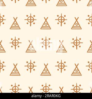 Aztec Wigwam Western Boho Nahtloses Muster Art. Stock Vektor