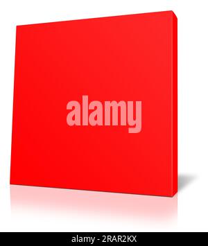Rote Leinwand umschließt die Vorlage für Präsentationslayouts und -Design. 3D-Rendering. Digital Generiertes Bild. Isoliert auf weißem Hintergrund. Stockfoto