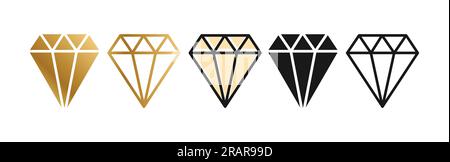 Diamantsymbol Vektor Darstellung Premium Diamant, goldenes Diamantsymbol, Schwarzes Diamantsymbol flaches Symbol Vektor Stock Vektor