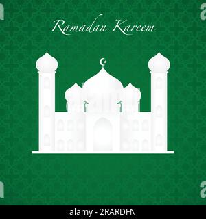 Grafische Darstellung einer Moschee auf grünem Hintergrund. Islam, Islamisch, Ramadan Kareem, Eid Mubarak Thema Stock Vektor