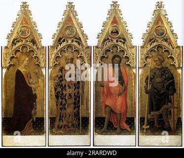 Zwei Heilige aus dem Quaratesi Polyptych Mary Magdalen und St. Nicholas 1425 von Gentile da Fabriano Stockfoto