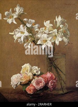 Roses and Lilies 1888 von Henri Fantin-Latour Stockfoto