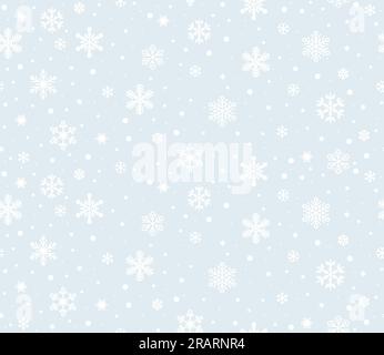 Schneeflockenmuster. Nahtlos heller weihnachtlicher Schneeflocken-Hintergrund. Vektor-Schneeflockenmuster. Stock Vektor