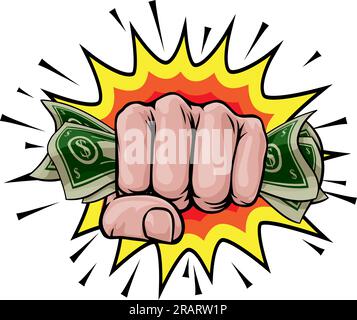 Money Cash Fist Hand Comic Pop Art Cartoon Stock Vektor