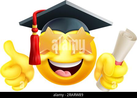 Emoji Graduate College Star Eyes Cartoon Emoticon Stock Vektor