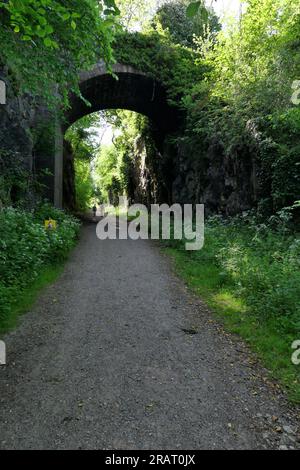 Der High Peak Trail auf dem Weg zum Middleton Top Engine House Stockfoto