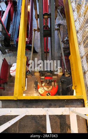 Middleton Top Engine House im Inneren, zeigt die Lok in Aktion. Stockfoto