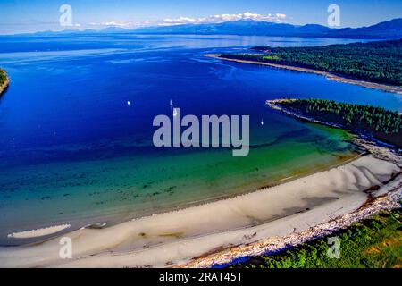 Luftlinie von Hornby Island, British Columbia, Kanada Stockfoto