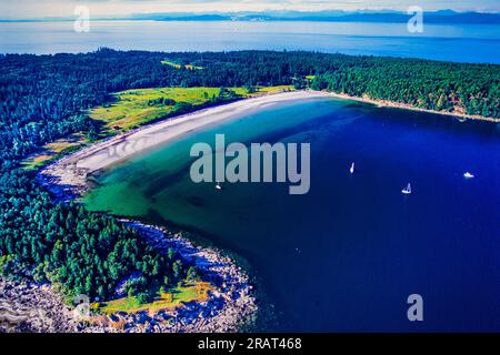 Luftlinie von Hornby Island, British Columbia, Kanada Stockfoto