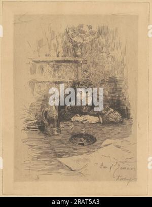 Mariano Fortuny y Carbó, Ami Ed Zamacois (Eduardo Zamacois y Zabala), 1869, Ätzen auf geflochtenem Papier, Platte: 18,3 x 13,8 cm (7 3/16 x 5 7/16 Zoll) Blatt: 31,8 x 20,2 cm (12 1/2 x 7 15/16 Zoll), gekauft als Geschenk von Dewayne und Faith Perry, 2016.73.1' Stockfoto