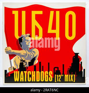 Bildcover der 12-Zoll-Version der Watchdogs von UB40, die 1987 veröffentlicht wurde Stockfoto
