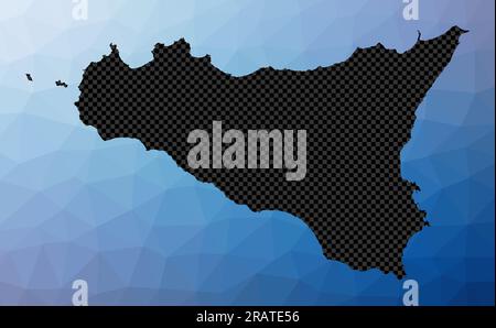Sicilia geometrische Karte. Schablonenform der Sizilien in niedriger Poly-Form. Erstaunliche Inselvektordarstellung. Stock Vektor
