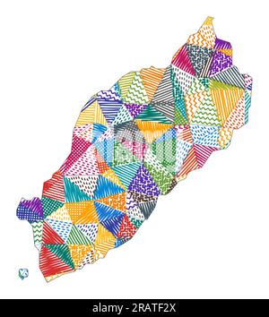 Kinderkarte von Itsukushima. Handgezeichnete Polygone in Form von Itsukushima. Vektordarstellung. Stock Vektor