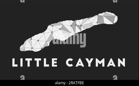 Little Cayman - Karte des Kommunikationsnetzwerks der Insel. Trendiges geometrisches Little Cayman Design auf dunklem Hintergrund. Technologie, Internet, Netzwerk, Telekommunikation Stock Vektor