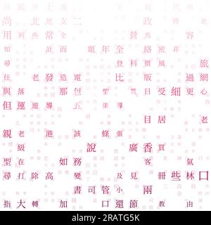 Hintergrund der abstrakten Matrix. Zufällige Zeichen des traditionellen chinesischen Alphabets. Gradiented Matrixmuster. Rosafarbene Hintergründe. Stock Vektor