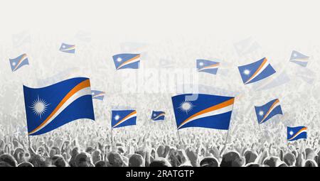 Abstrakte Menge mit Flagge der Marshallinseln. Völker protestieren, revolutionieren, streiken und demonstrieren mit der Flagge der Marshallinseln. Vektordarstellung Stock Vektor