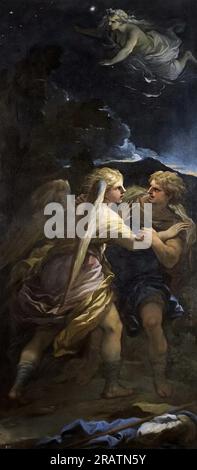 Jacob Wrestling with the Angel von Luca Giordano Stockfoto