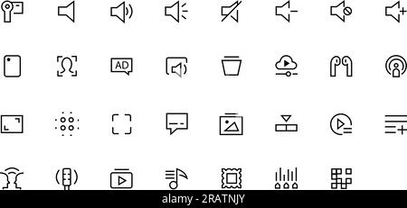 Multimedia-Symbole. Foto-, Video-, Musik-Vektorbildungs-Set. Stock Vektor