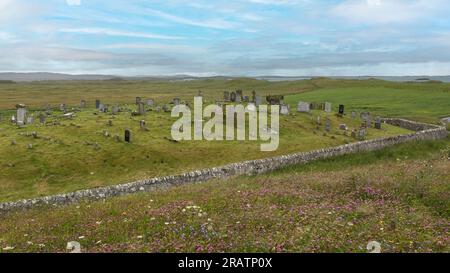 Old Clachan Shannda Grabstätte, Clachan Sands, Uist, North Uist, Hebriden, Äußere Hebriden, Westliche Inseln, Schottland, Großbritannien, Großbritannien Stockfoto