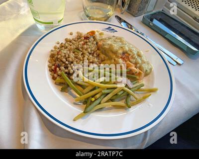 Essteller im AMTRAK Dining Car Stockfoto