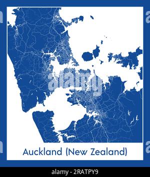 Auckland Neuseeland Neuseeland Oceania City Karte blau gedruckt Vektordarstellung Stock Vektor