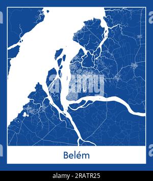 Belem Brasilien Südamerika Stadt Karte blau gedruckt Vektordarstellung Stock Vektor