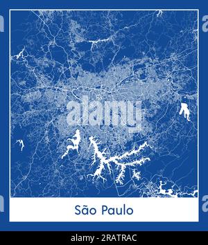 Sao Paulo Brasilien Südamerika Stadt Karte blau gedruckt Vektordarstellung Stock Vektor