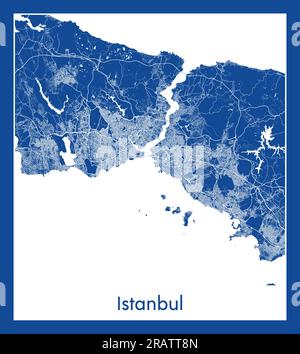 Istanbul Türkei Europa Karte blau gedruckt Vektordarstellung Stock Vektor