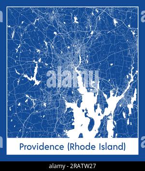 Providence Rhode Island USA Nordamerika City Karte blau gedruckt Vektordarstellung Stock Vektor