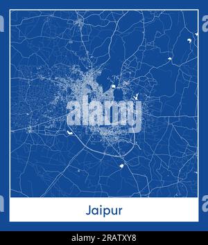 Jaipur India Asia City Karte blau gedruckt Vektordarstellung Stock Vektor